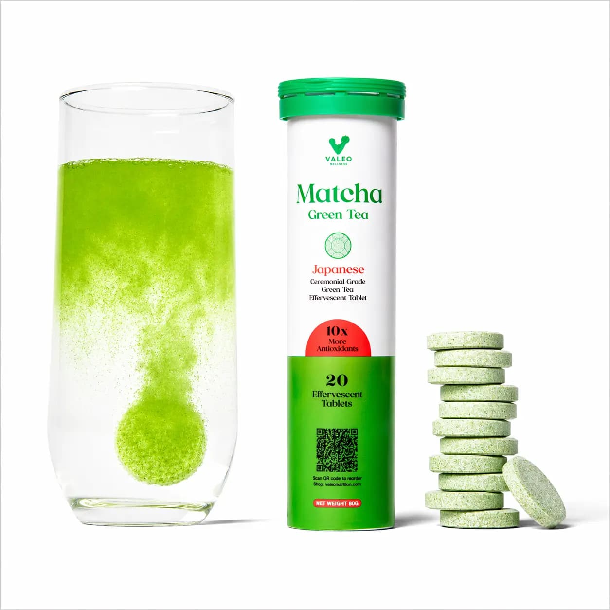 Valeo Matcha Green Tea Effervescent Tabs (20)