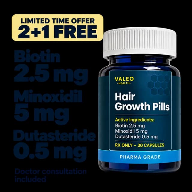 Biotin 2.5 mg + Minoxidil 5 mg + Dutasteride 0.5 mg  (Buy 2 Months, Get 1 Month FREE)